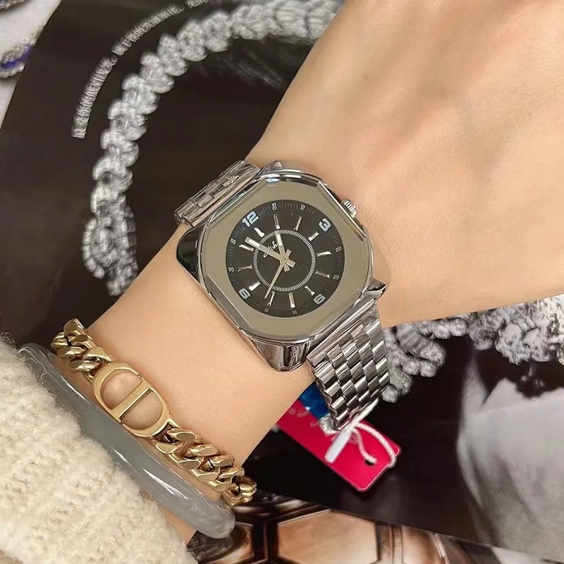 여성용 쿼츠 시계, 우아한 자동 방수 사각 스틸 벨트, 심플 트렌드 클래식 시계, 생일 선물, 신제품