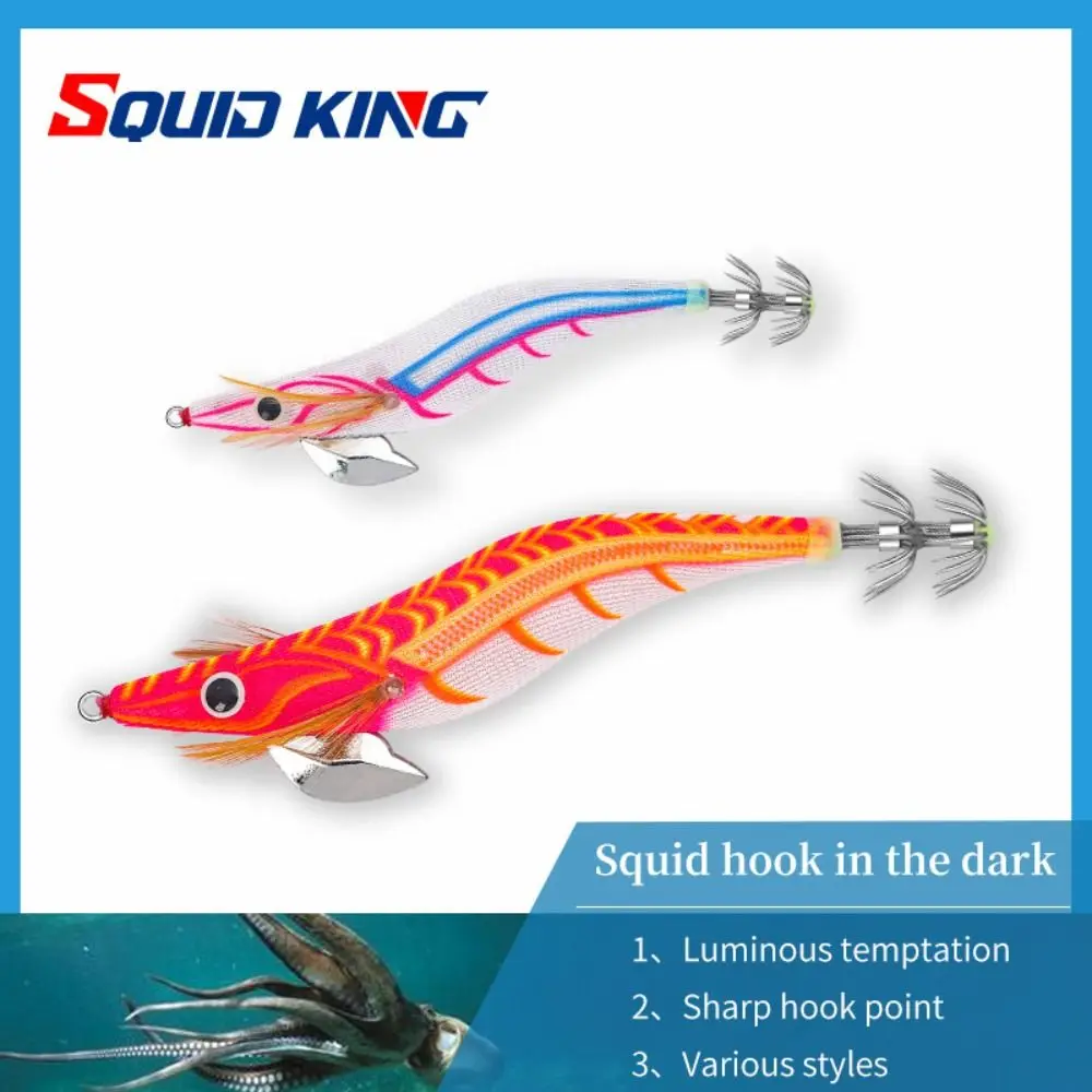 1pc 19g 13cm Fishing Lure Artificial Squid Hook Jigs Noctilucent Squid Cuttlefish Jigs Lures Spinnerbait Wood Shrimp Sea Fishing