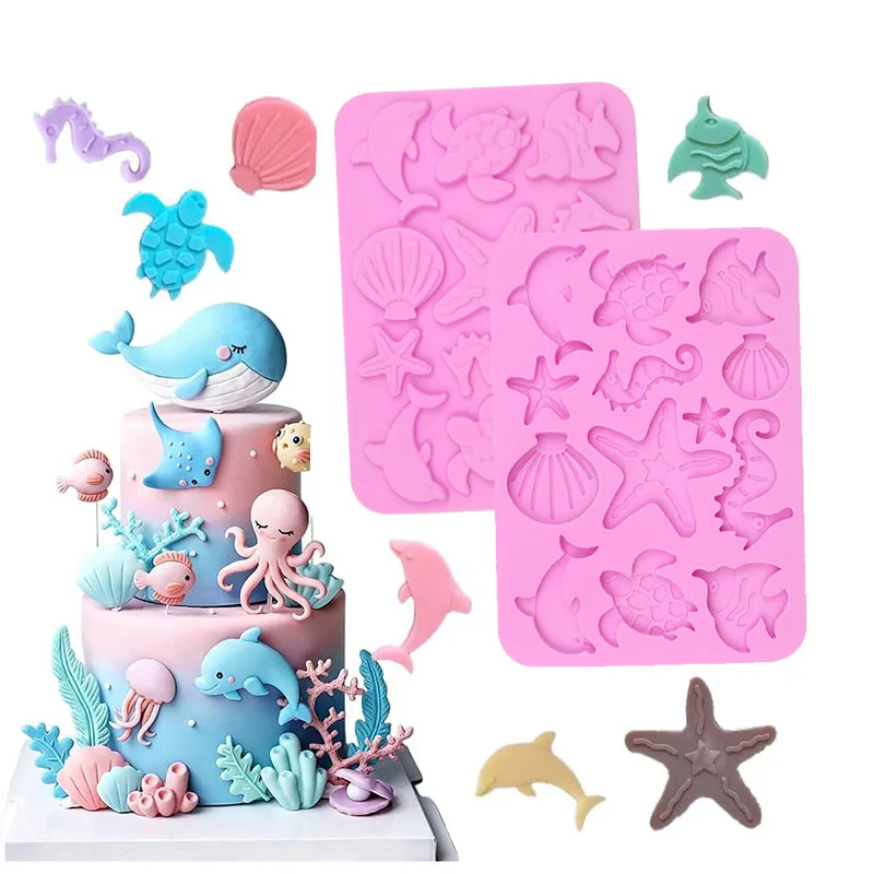 Marine Theme Cookies Silicone Mold For Chocolate Candy Seashell Starfish Seahorse Sea Turtle Shaped Wax Melt Craft Cake Decor