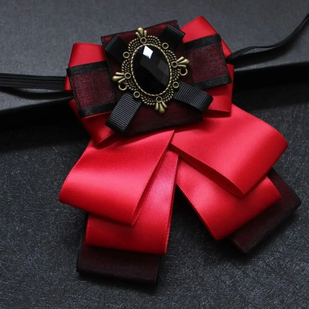 リボン合金クリスタル固体蝶ネクタイ多層調節可能な弾性バンドシャツネクタイクリップヴィンテージ襟花男性女性