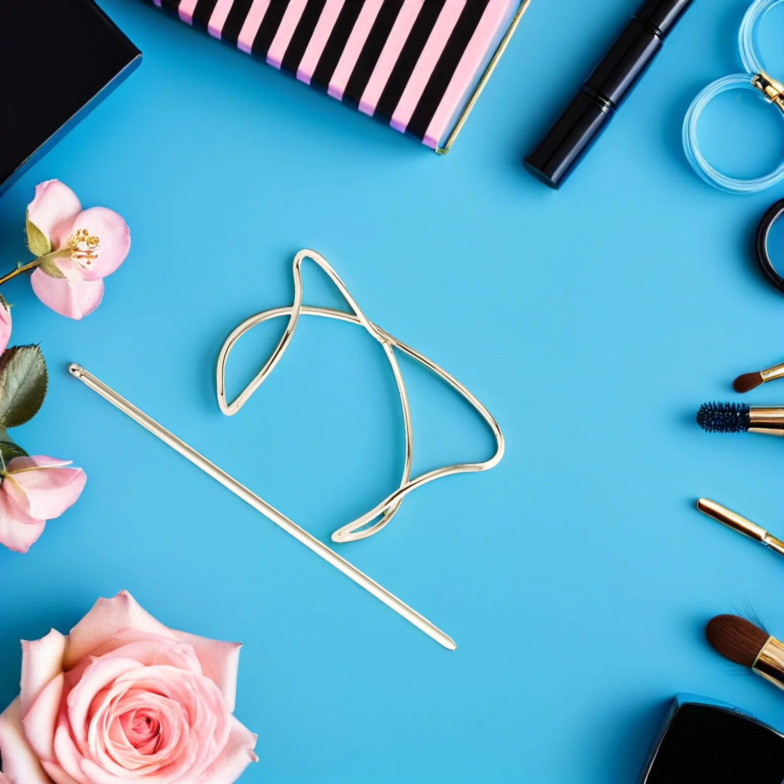 

2pcs Metal Pins Vintage Bun Clips For Women High Bun Holder Updo Accessories Gold Silver Hair Cuffs Styling Tools Thick Fine