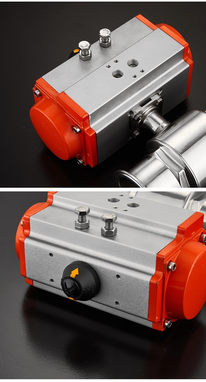 Detalle 3 de Electroválvula 32mm Sanitary Ball Valve Tri Clamp Ferrule Type High Platform 304 Double Acting Cylinder Neumática