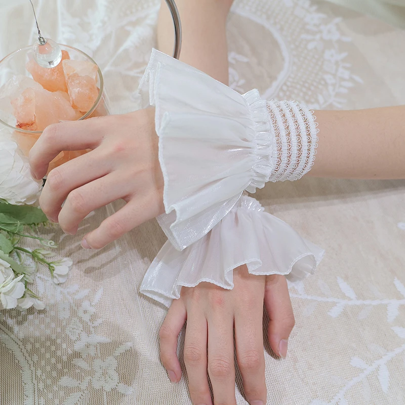 

1Pair Nail Art Tulle Photo Glove Fake Pleated Cuff Manicure Photography Props Nail Tips Display Sleeve Fashion Accessories