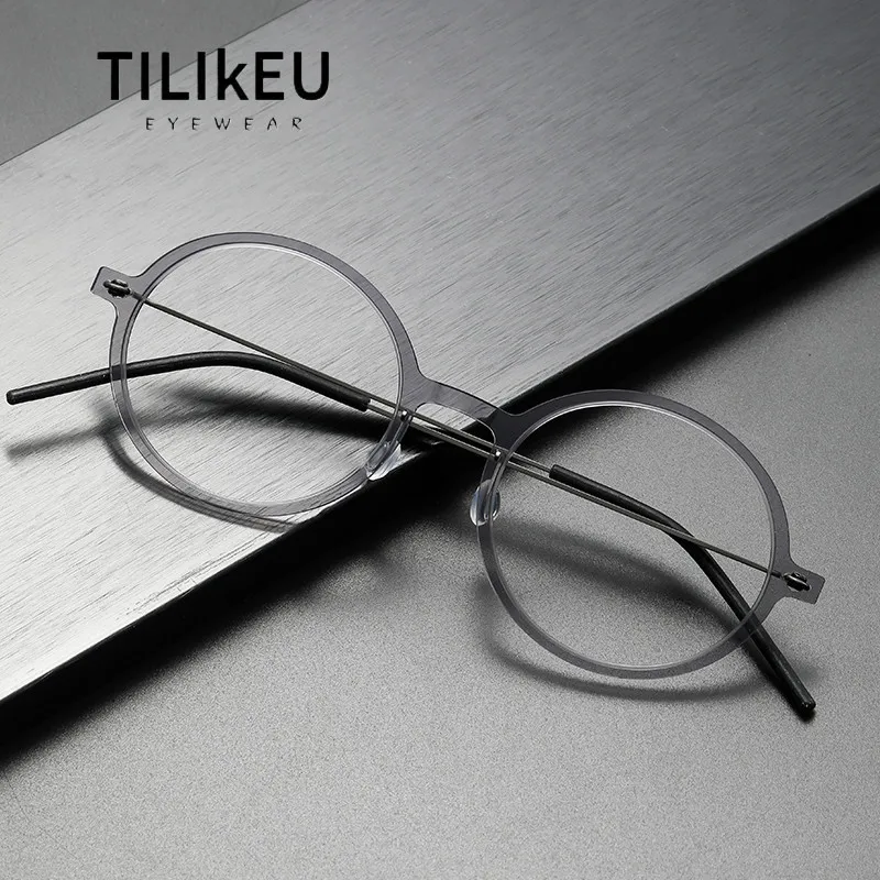 الدنمارك اليدوية المسمار النظارات مصمم النايلون الرجعية النظارات المستديرة الإطار الاتجاه الرجال والنساء خفيفة إطارات التيتانيوم #2