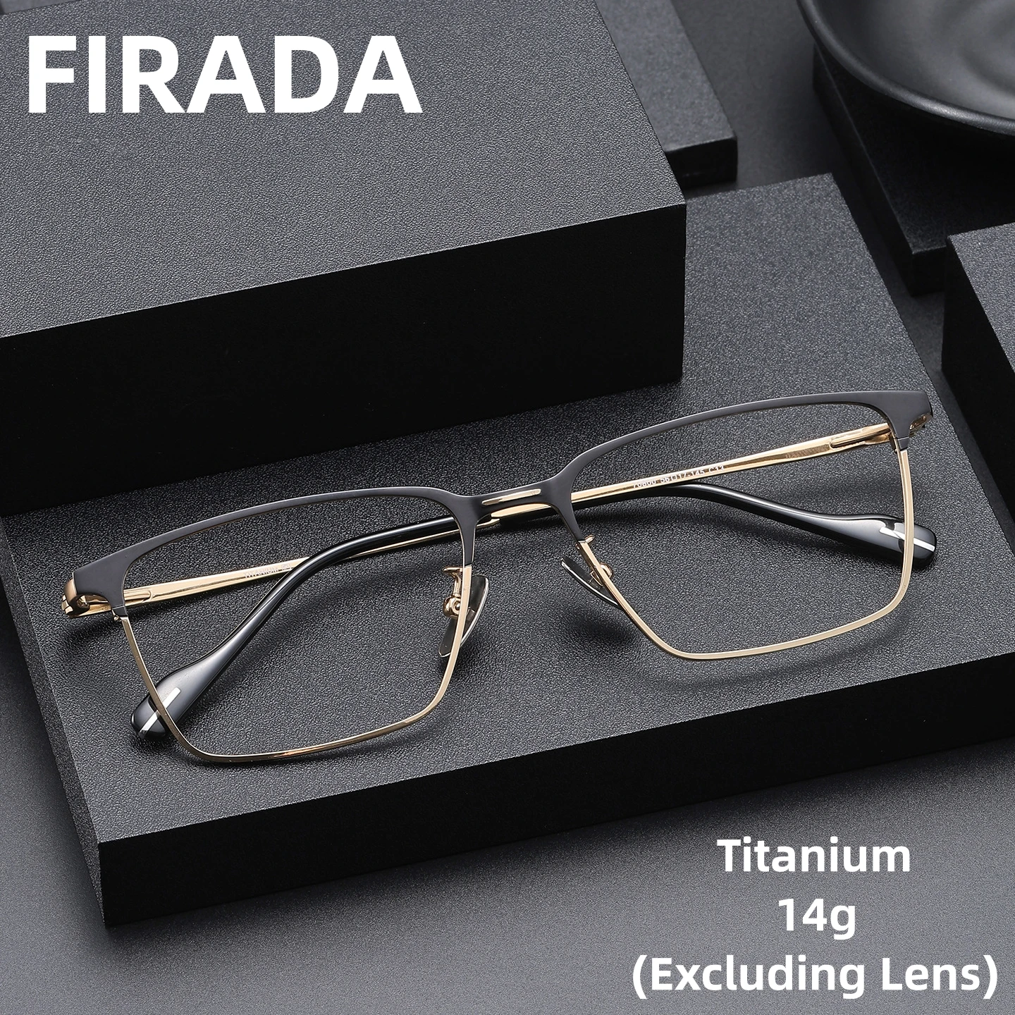 

FIRADA Fashionable and Comfortable Eyewear Ultra Light Pure Titanium Square Eyeglasses Luxury Men's Glasses Frames Women 70800-C