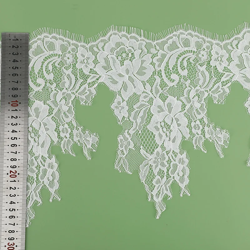 Wholesale Price 30m French Lace Eyelash Wide Trim Apparel Dress Trimmings DIY Sewing Lace Off White in stock