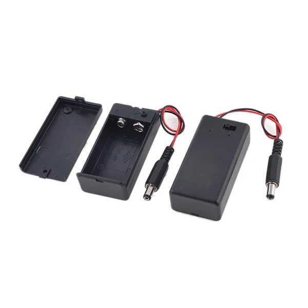 

2pcs 2.1X5.5Mm Case Box Holder Cover 9V Lightweight Spring Clip On/Off Switch Storage Container Durable Portable