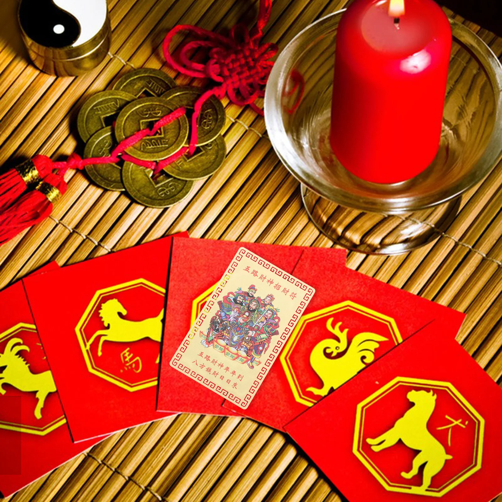 Feng Shui Amulets 2025 Tai Sui Card Chinese Style Golden Success and Protection Auspicious Cards Fortune