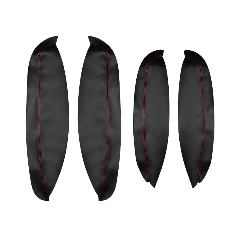 Black with red line For Nissan Qashqai J10 2007- 2015 Car Door Handle Panels Armrest Microfiber Leather Covers Protection Trim