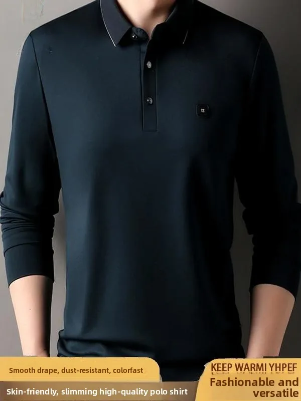 

Шелковая рубашка Pierre Cardin с длинным рукавом, высококачественная деловая рубашка с отложным воротником, базовая рубашка для мужчин среднего возраста, весенняя коллекция.