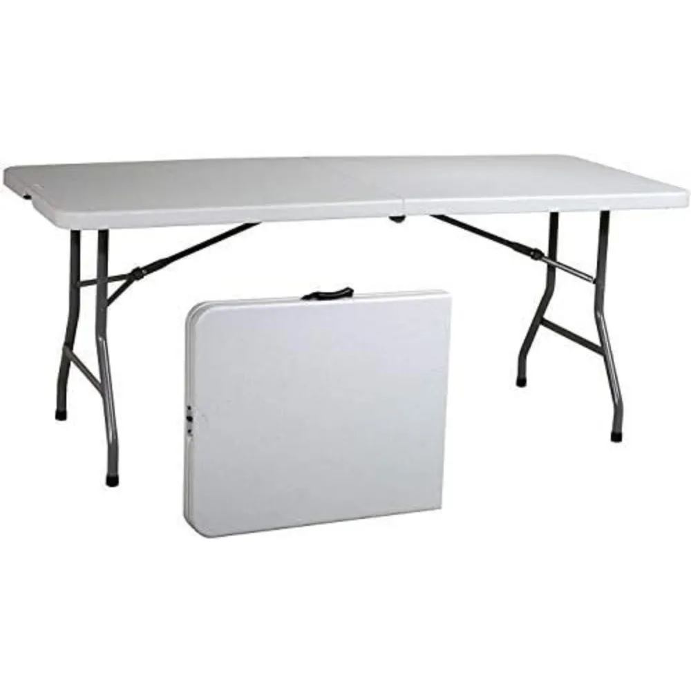 

8’ Foot Rectangular Plastic Folding Table (30" x 96” Inch) | Fold in Half with Carrying Handle | Lightweight and Portable