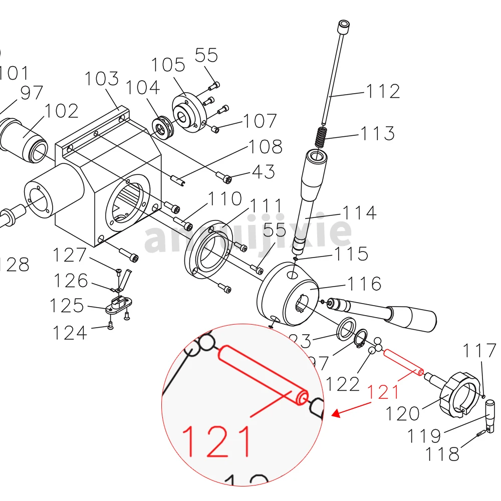 Lock Small Shaft for SIEG SX3&JET JMD-3&BusyBee CX611&Grizzly G0619 Mill Drill Machines spares