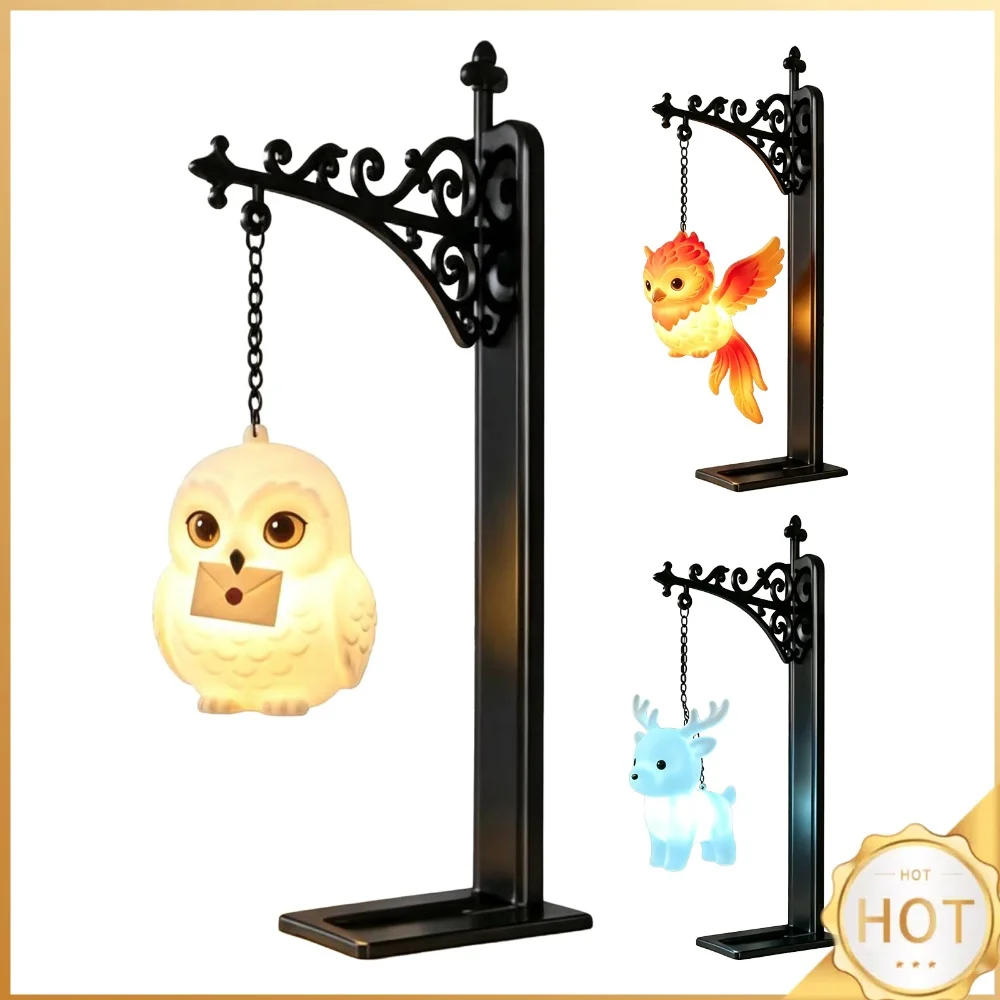 Iron Owl Hanging Decorative Bookshelf Light Bookend Reading Corner Library Bedroom Study Home Office Art
