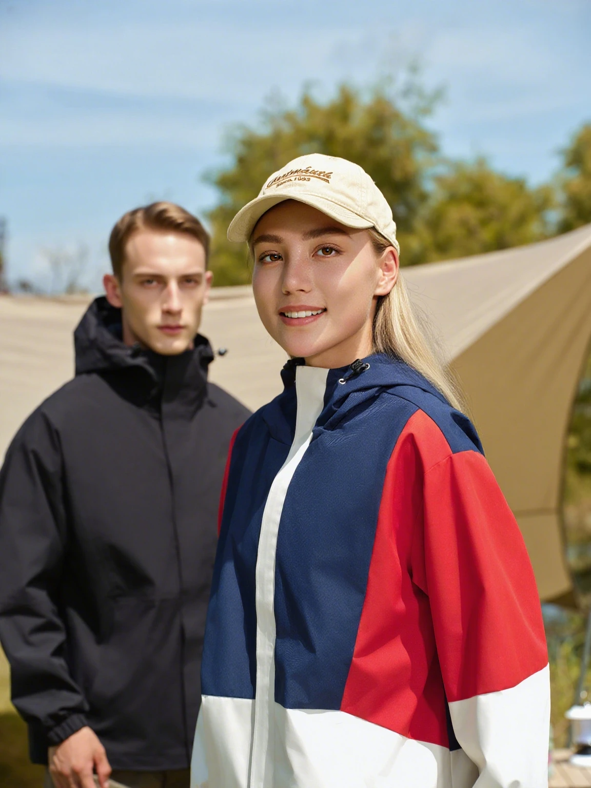 

Men's and Women's Outdoor Jackets Spring and Autumn Splicing Color Jackets Zipper Hoodies Trendy Versatile Sports Couples