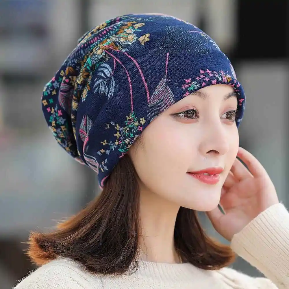 Chemotherapy Post-Operation Head Covering Warm Sleep Cap Women's Bald Head Wear Thin Cotton Breathable Autumn Season