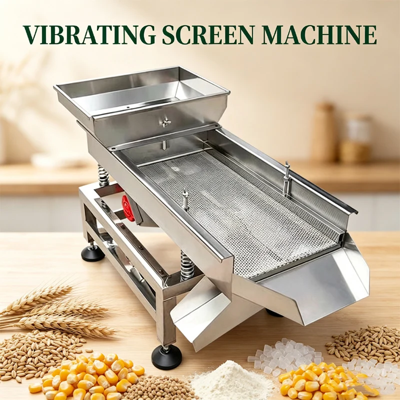 Industrial Linear Vibrating Screen Machine Electric Stainless Steel Sorting Machine For Seafood Melon Seed Tea Grain Powder