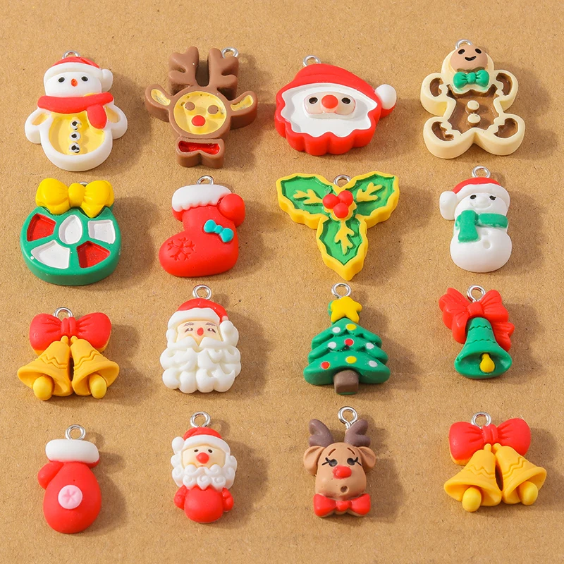 Picture 3: 10Pcs Cartoon Christmas Charms Snowman Santa Claus Deer Pendants for Making Earrings Necklace DIY X'mas Gift Jewelry Accessories