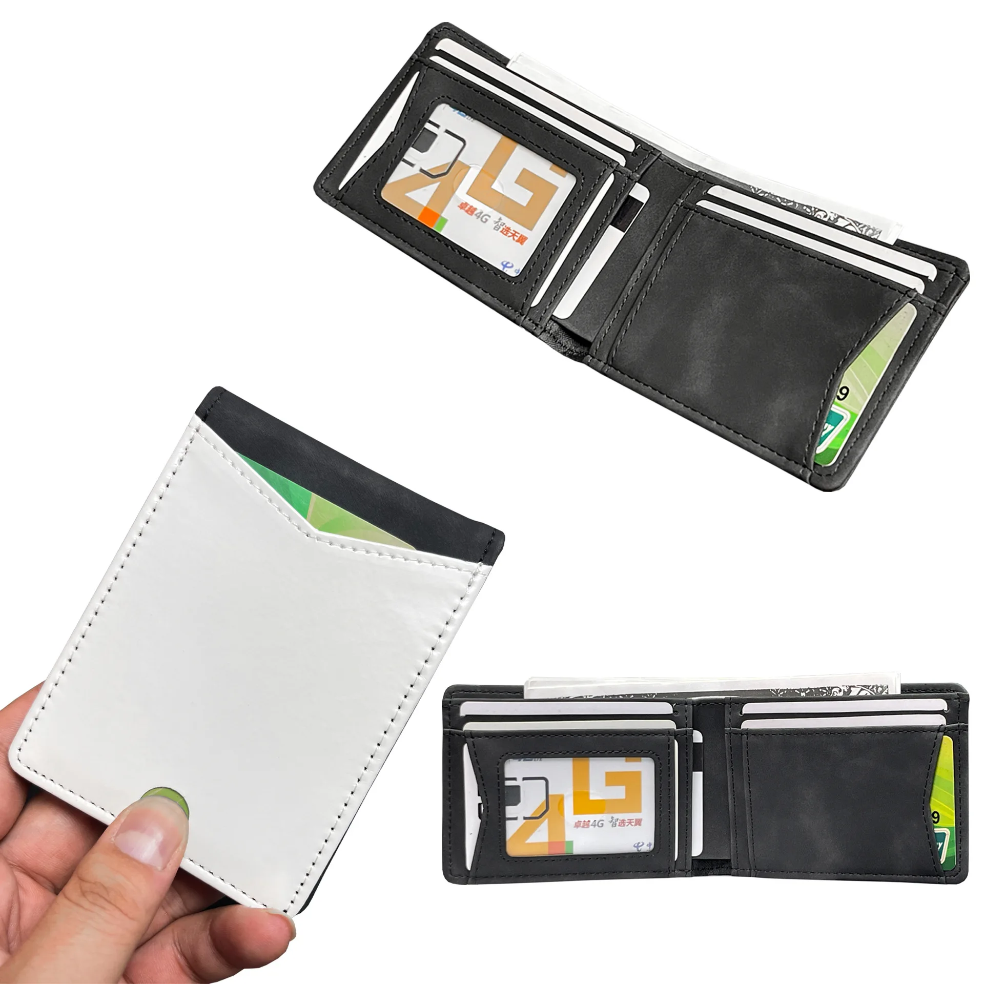 New Design PU Wallet 4 Colors Option Sublimation Blanks Card Holder Foldable Lady Purses For Heat Transfer Print Men Multi-card