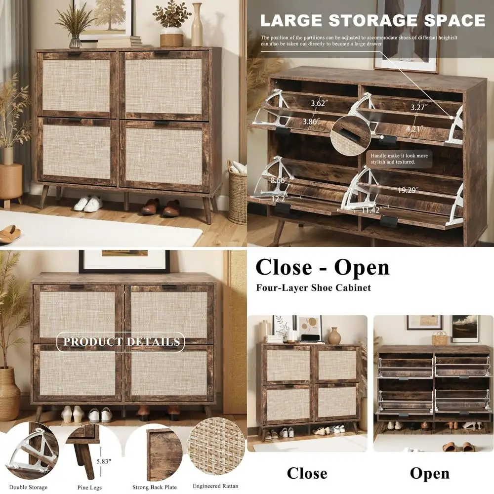 Narrow Shoe Storage Cabinet for 24 Pairs - Entryway Flip Drawer Organizer, Freestanding Space-Saving Solution