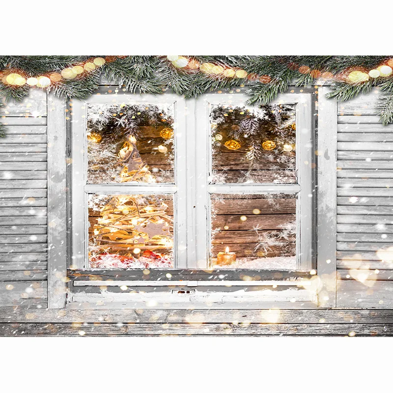 Photorealistic Fabric Christmas Day Photography Backdrops Snowman and Pine Trees Forest Garland Photo Studio Background FSS-203