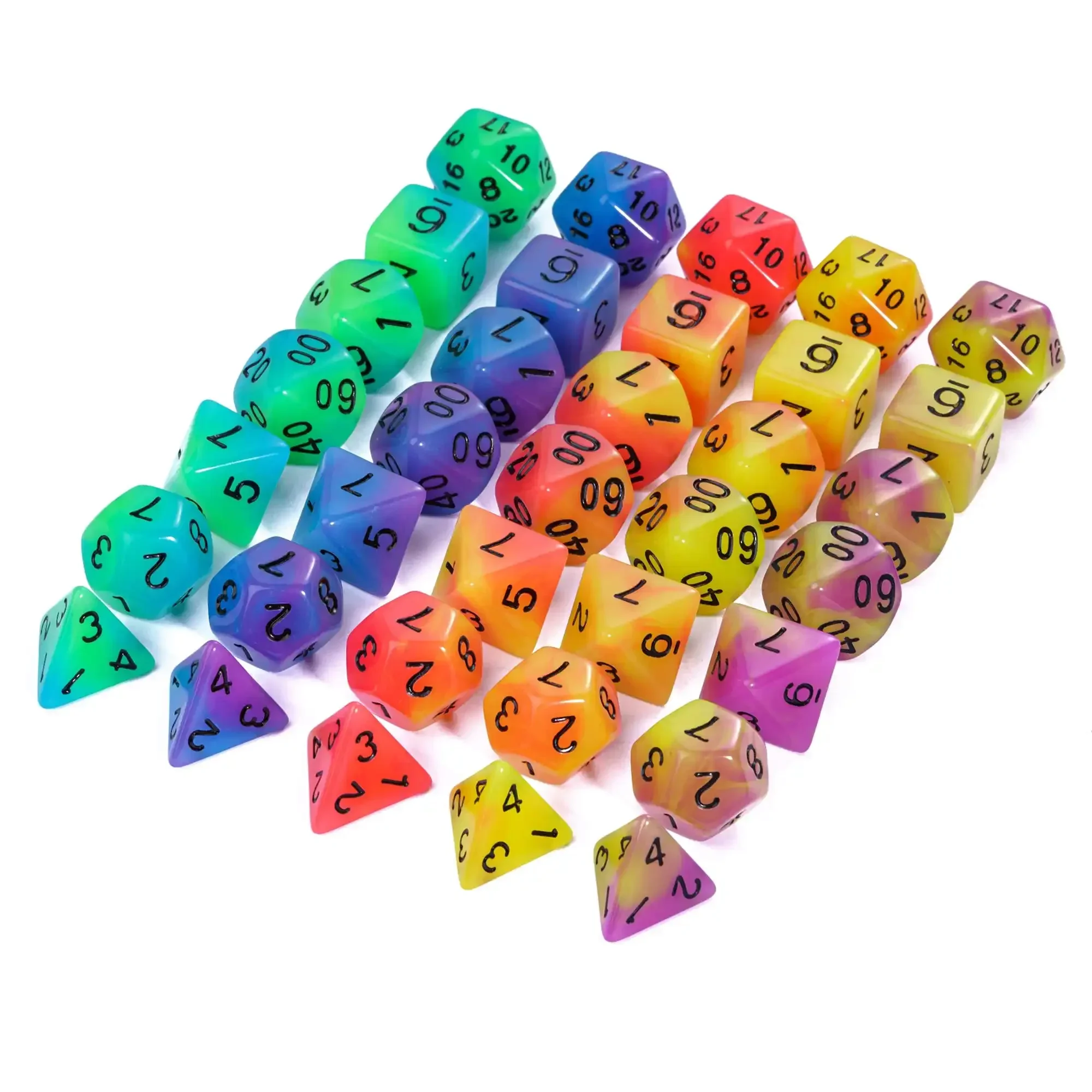 Luminous Dice Night Bar Pub KTV Funny Glow in Dark Dice Set 7pcs/lot Entertainment Table Games Noctilucent Polyhedral Dice Set