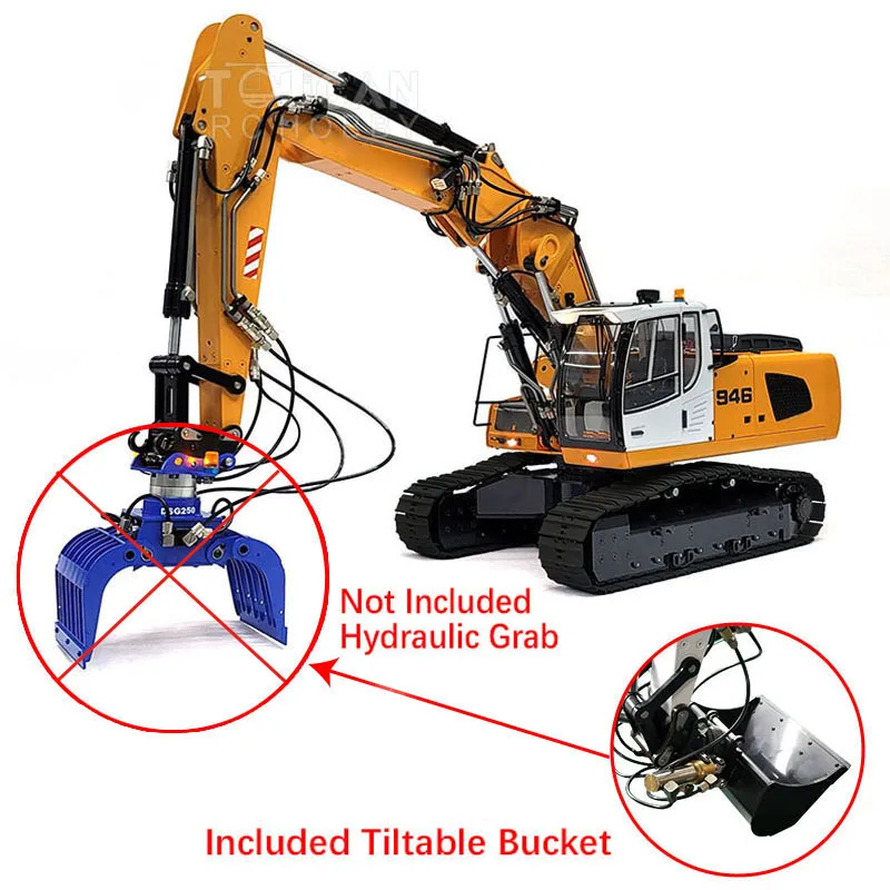 MTM Metal RC Hydraulic Excavator 1/14 946-3 Remote Control Truck Construction Vehicles Tiltable Bucket Ripper Toys TH19586