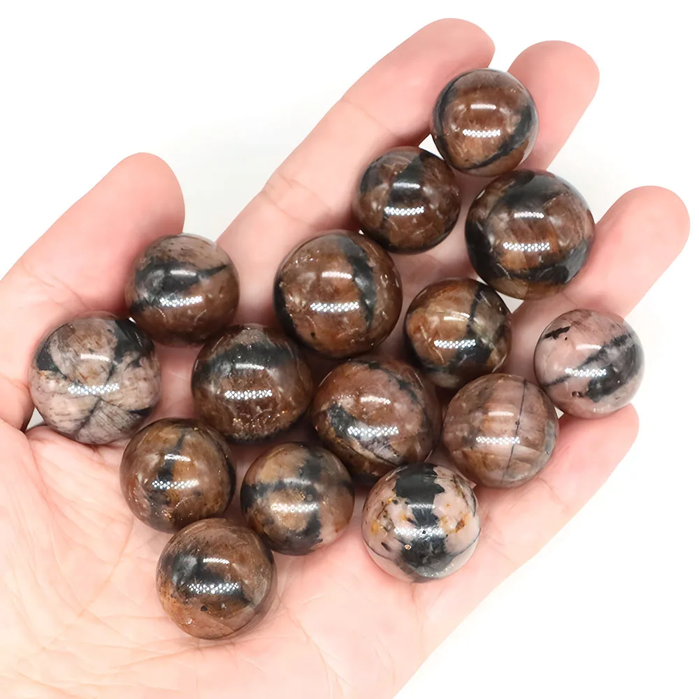 

18-22mm Mini Chiastolite Crystal Ball Natural Healing Quartz Reiki Stone Spheres Chakra Mineral Specimen Gemstones Home Decor