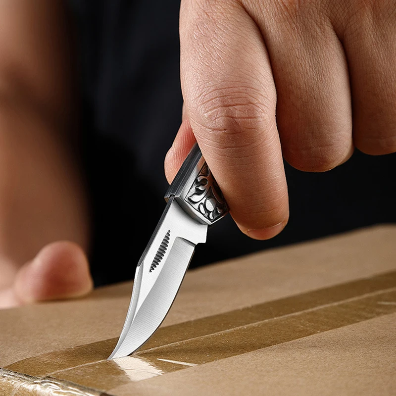 Stainless Steel Folding Knife Camping Knife Barbecue Praing Unpacking Pocket Knife Key Chain Outdoors Fishing Mini Utility Knife