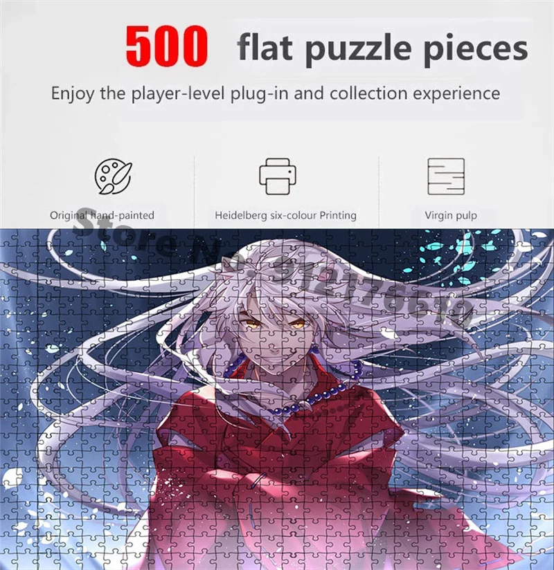 Puzzle Jigsaw Puzzle do druku japońskie Anime Inuyasha Higurashi Kagome Kikyou edukacyjne gry dekompresyjne dekoracje do domu na prezent