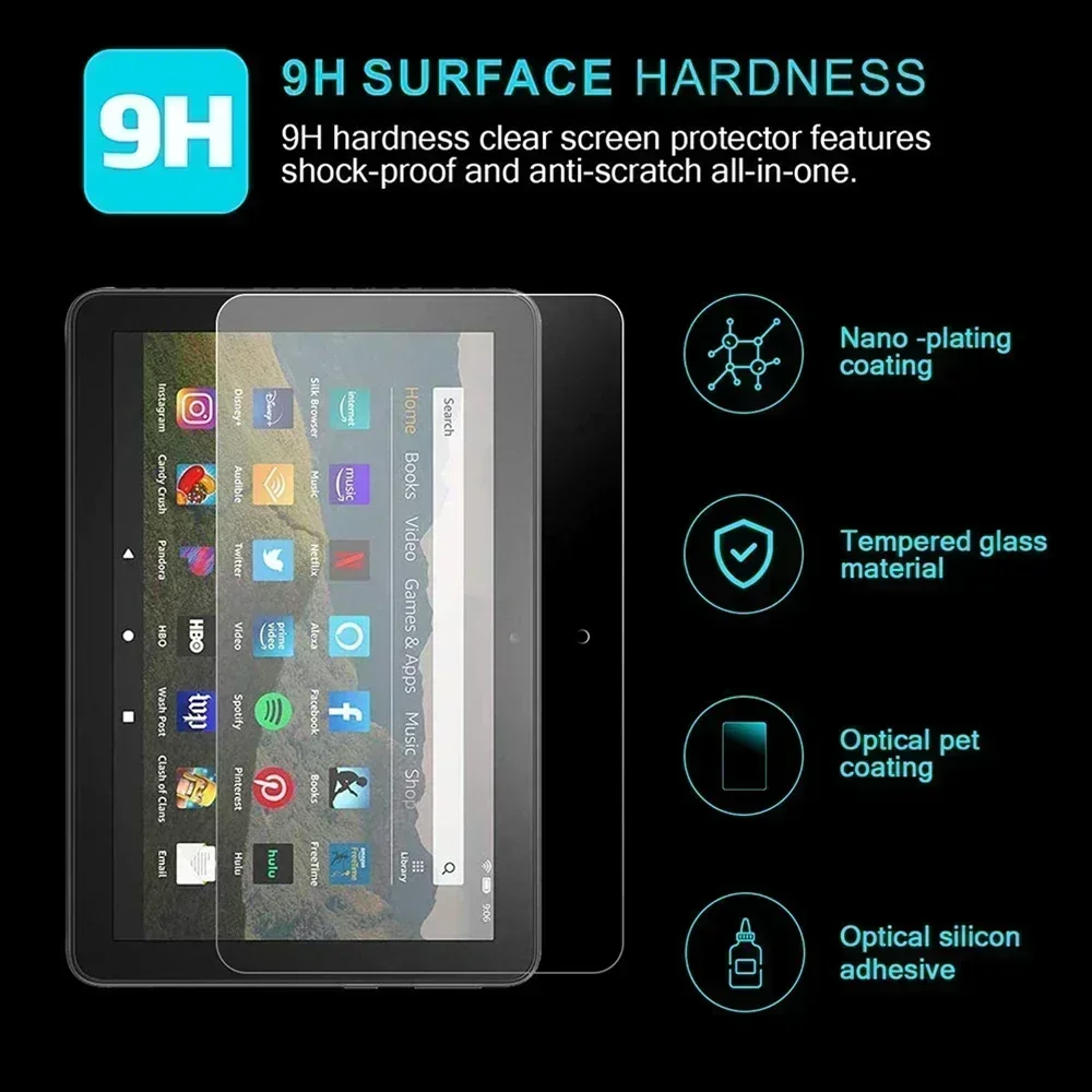 Protecteur d'écran en verre pour tablette Amazon Kindle Fire HD 8 2020 2022, 3 pièces, anti-rayures, nouveau