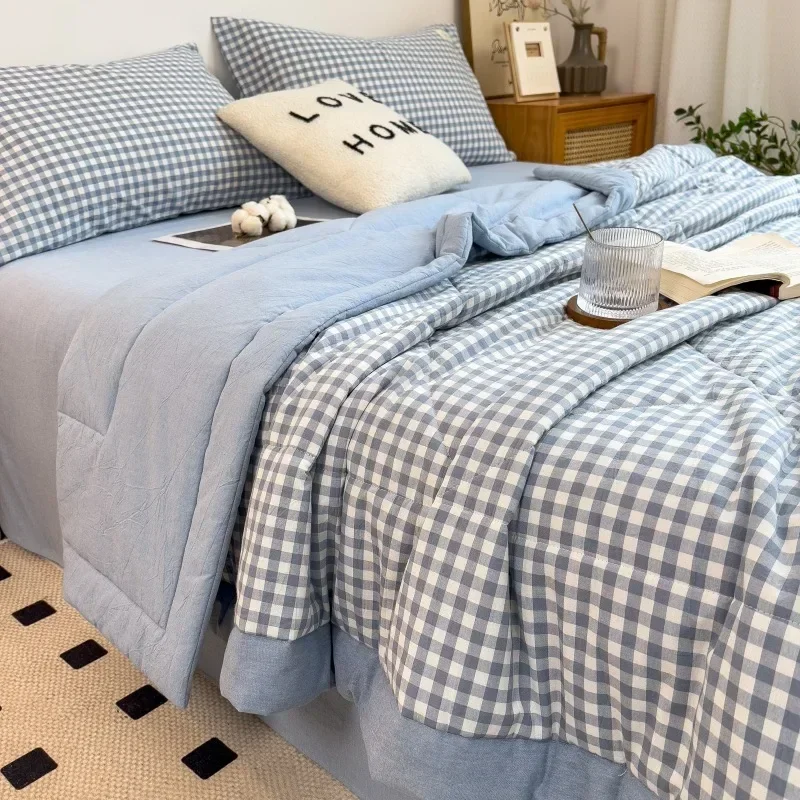 New Summer Comforter Machine Washable Bed Cover Lattice King Size Blanket Double Cotton Soft Fashion Air Conditioning Cool Quilt