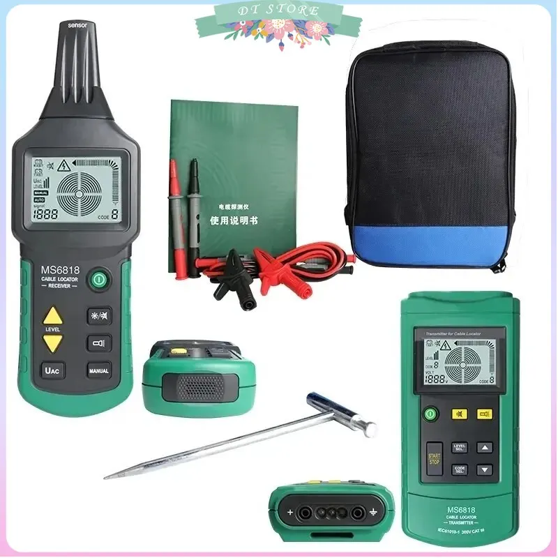 MS6818 Профессиональный кабельный тестер 30-400 В переменного/постоянного тока, локатор металлических труб, настенный подземный осмотр, обнаружение короткого замыкания