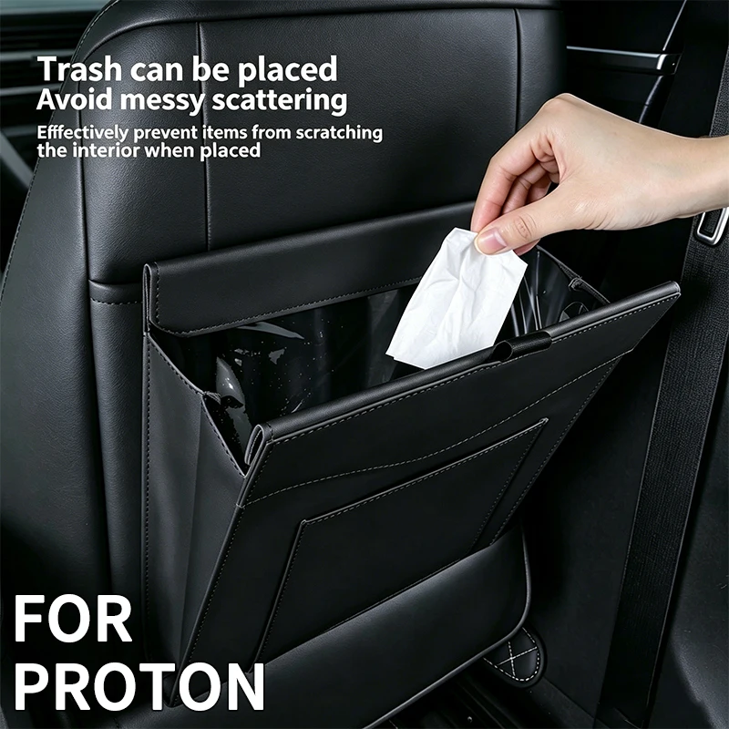 Wet & Dry Use Easy Clean Car Trash Bag Fit For Proton Gen X70 Inspira Perdana Exora Clip‑on Rubbish Bag Waterproof Organizer