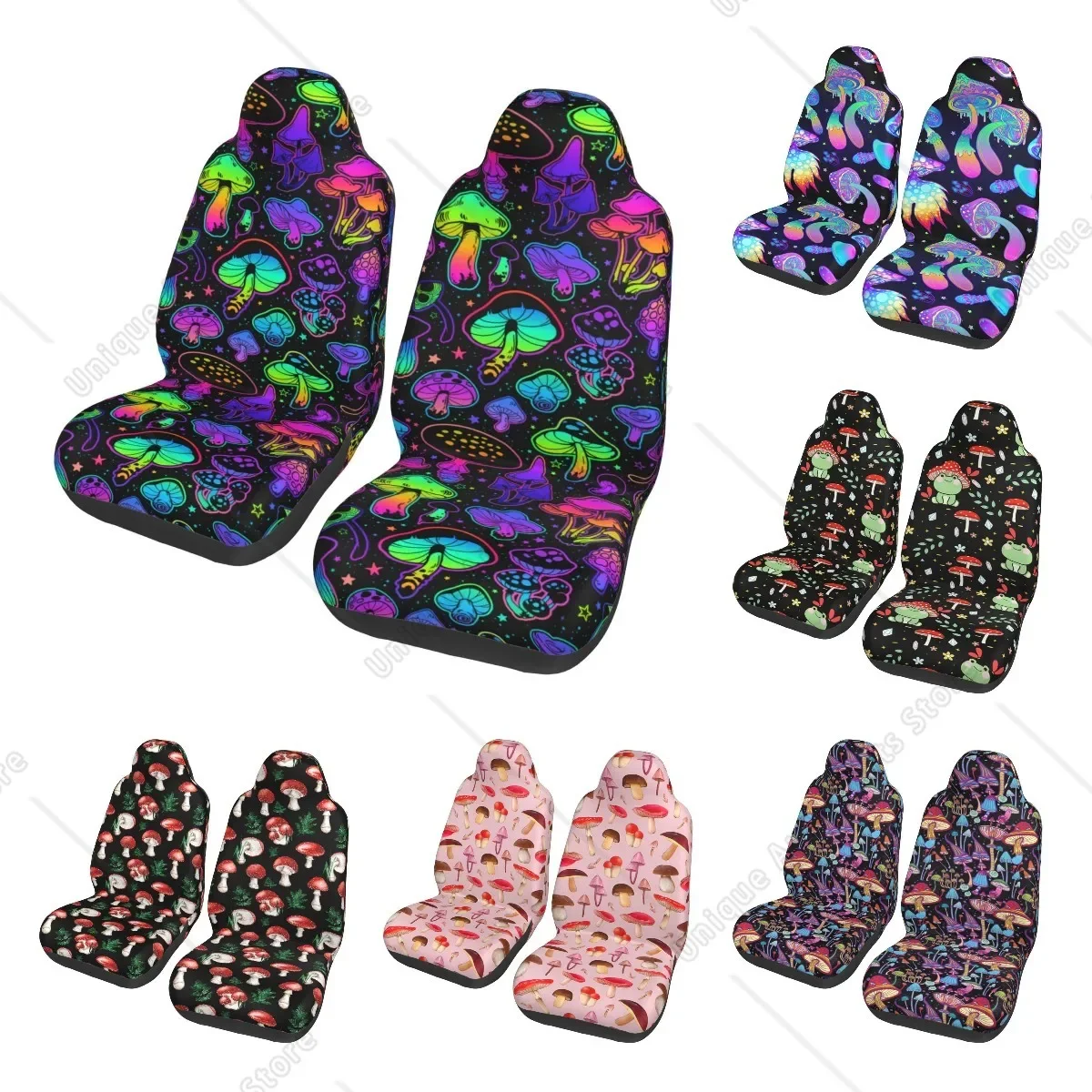 Bright Psychedelic Mushrooms Universal Car Seat Cover Four Seasons Suitable For All Kinds Models Seat Covers Fabric Car Styling