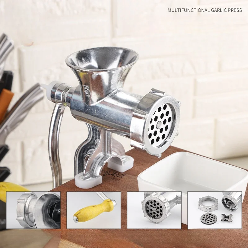 Aluminum Alloy Meat Grinder Manual Household Multi-functional Hand Minced Meat Grinder Sausage Garlic Grinder