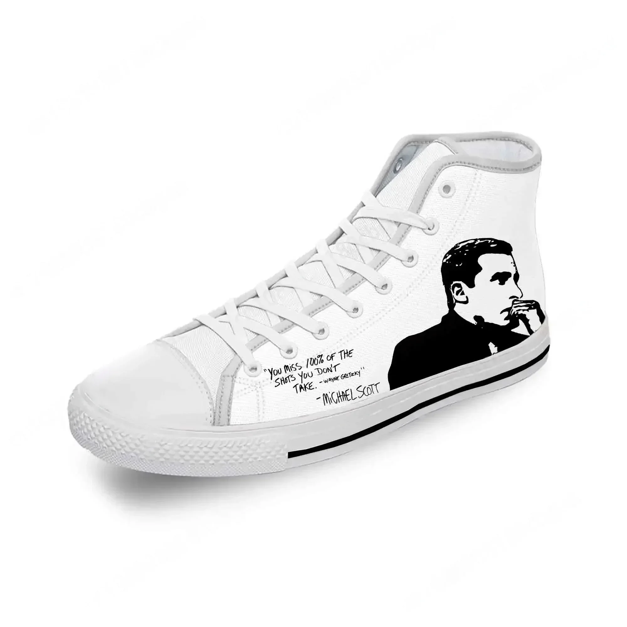 

Michael Scott The Office TV Show White Cloth Fashion 3D Print High Top Canvas Shoes Men Women Lightweight Breathable Sneakers