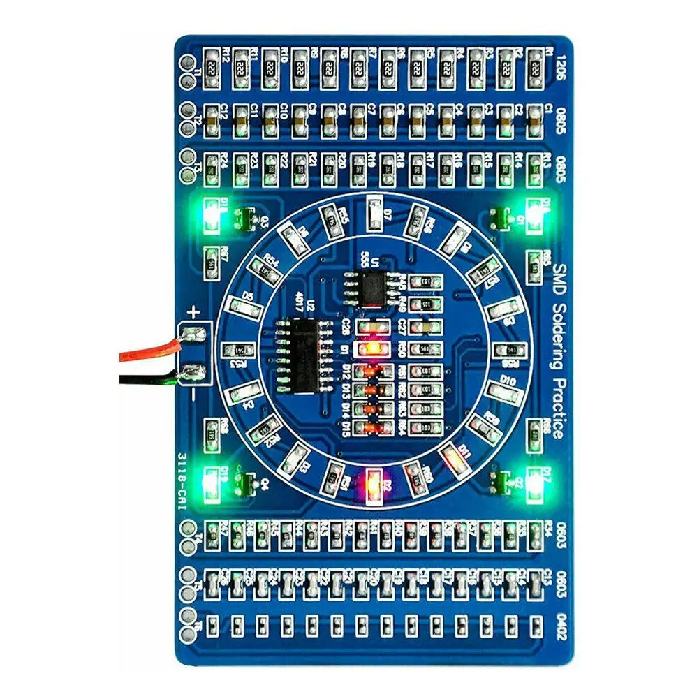 Placa de circuito smd para prática de solda, componentes eletrônicos smt, kit pcb diy, ferramentas de projeto básico para kit de solda