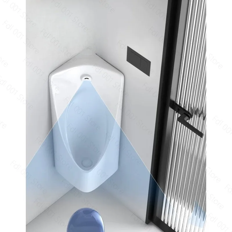 Space Saving Corner Induction Urinal - Ceramic Wall-Mounted Urine Cup for Men Small Apartment Household