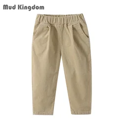 Mudkingdom Corduroy Boys Girls Pants Plain Elastic Waist for Kids Clothes Cotton Solid Pocket Children Clothing Spring Autumn