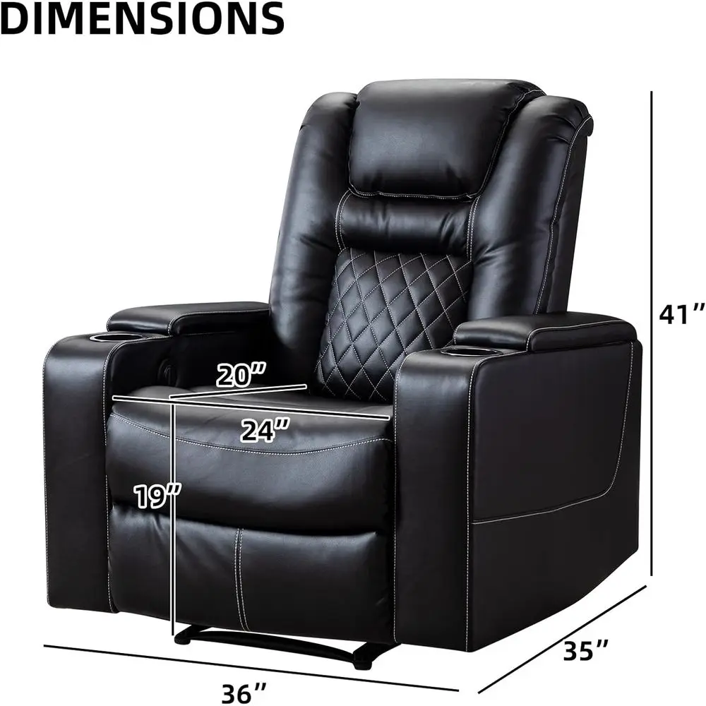 Electric Power Recliner Chair Set o 3, Breathable Leather Home Theater Seating with Hidden Arm Storage, Power Recliner Chair