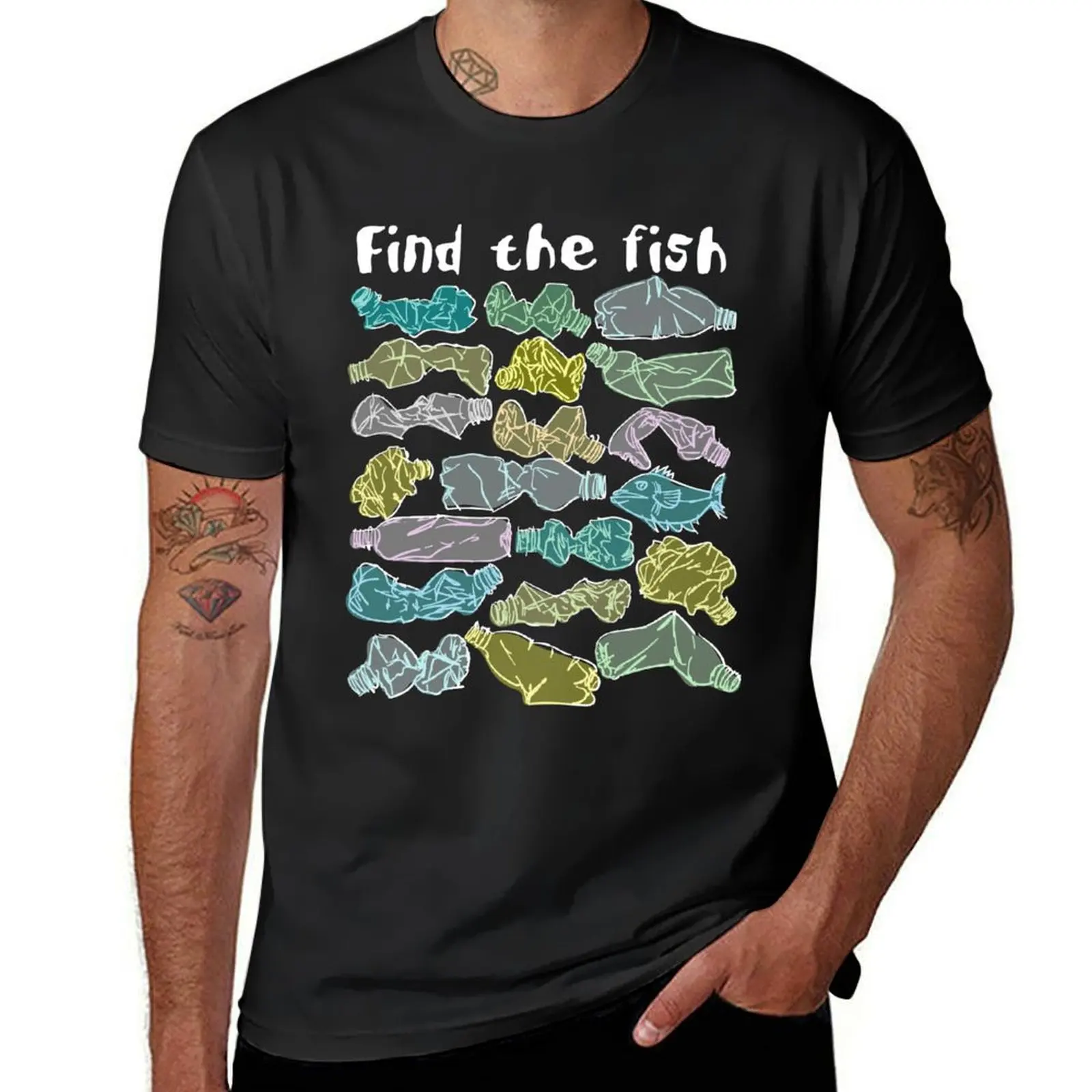 Find the fish and save the ocean from plastic pollution T-Shirt Aesthetic clothing quick-drying Men's clothing