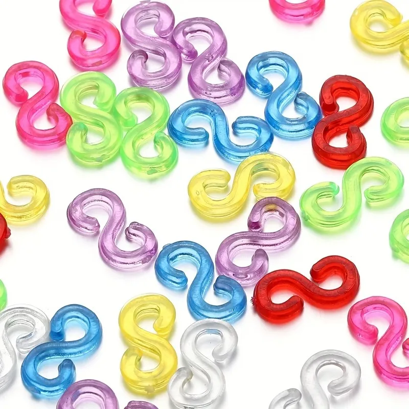 S-Shaped Versatile Shape Elastic Craft Clips 160 pcs, perfect for Craft Keychain Decor, Random Color Assortment