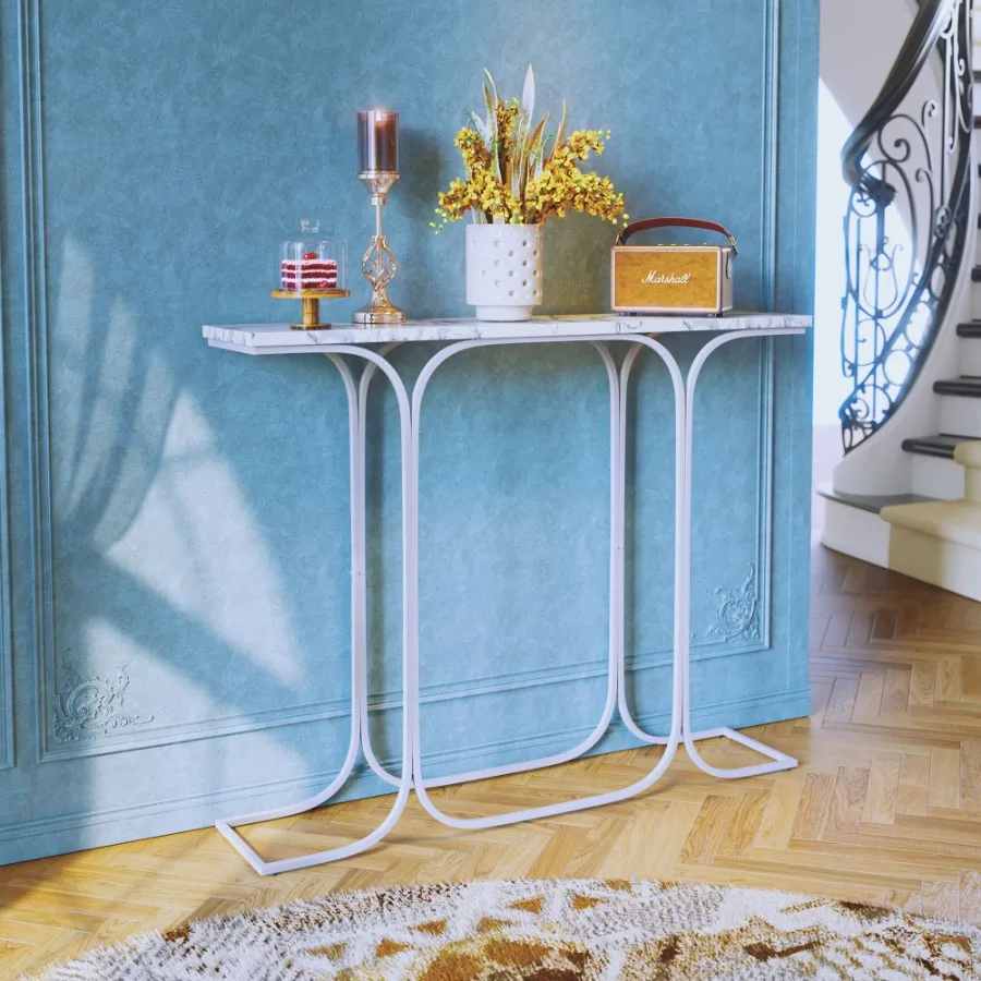 Console Table Narrow Sofa Table with Stable Metal Legs Entrance Table Home Dr Behind The Couch Table Modern Foyer Table for Liv