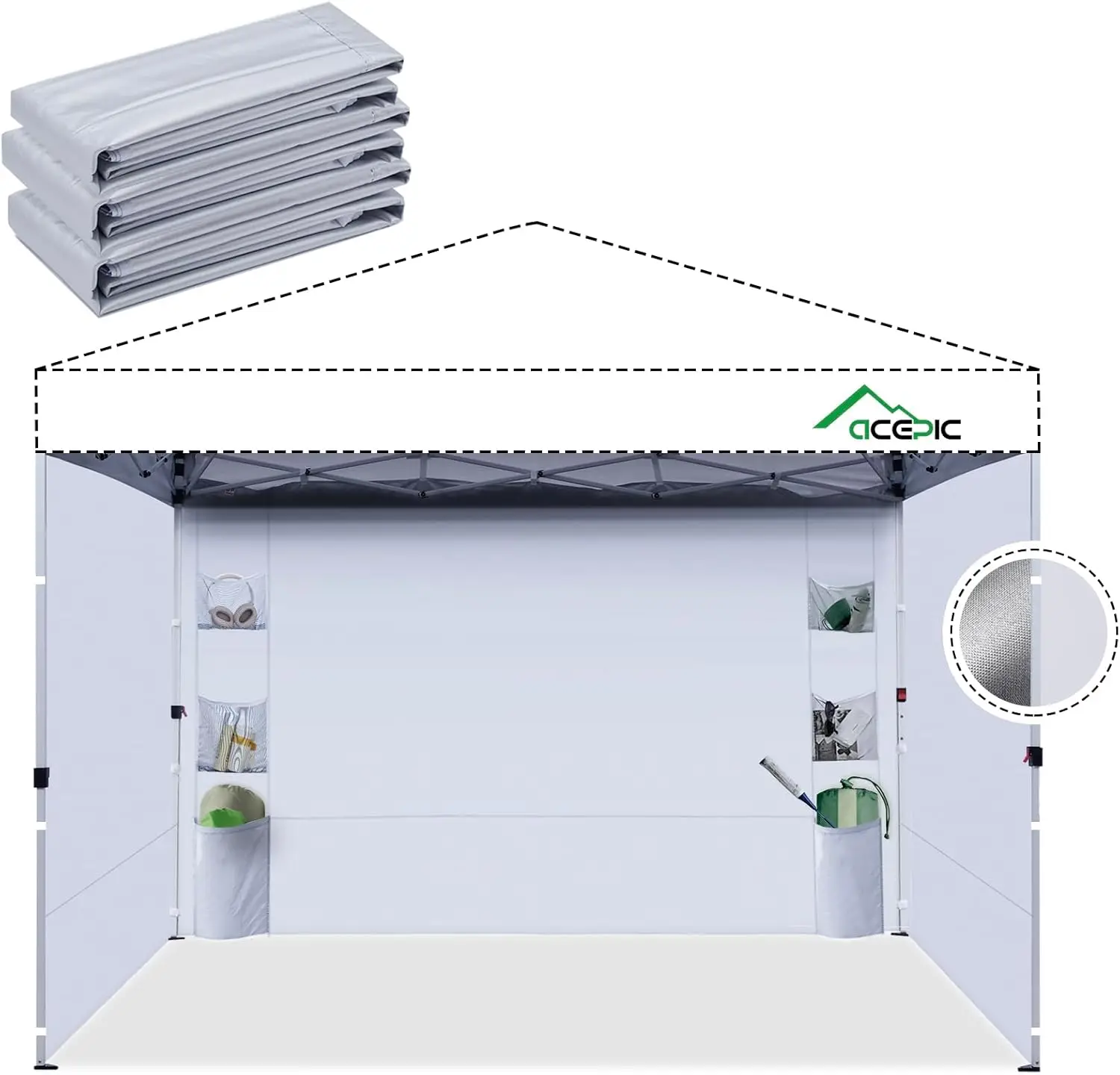 

Instant Canopy Sidewalls 10x10 FT for Pop Up Canopy, Waterproof and UV Protection, 300D Polyester Canopy Walls with 6 Pockets