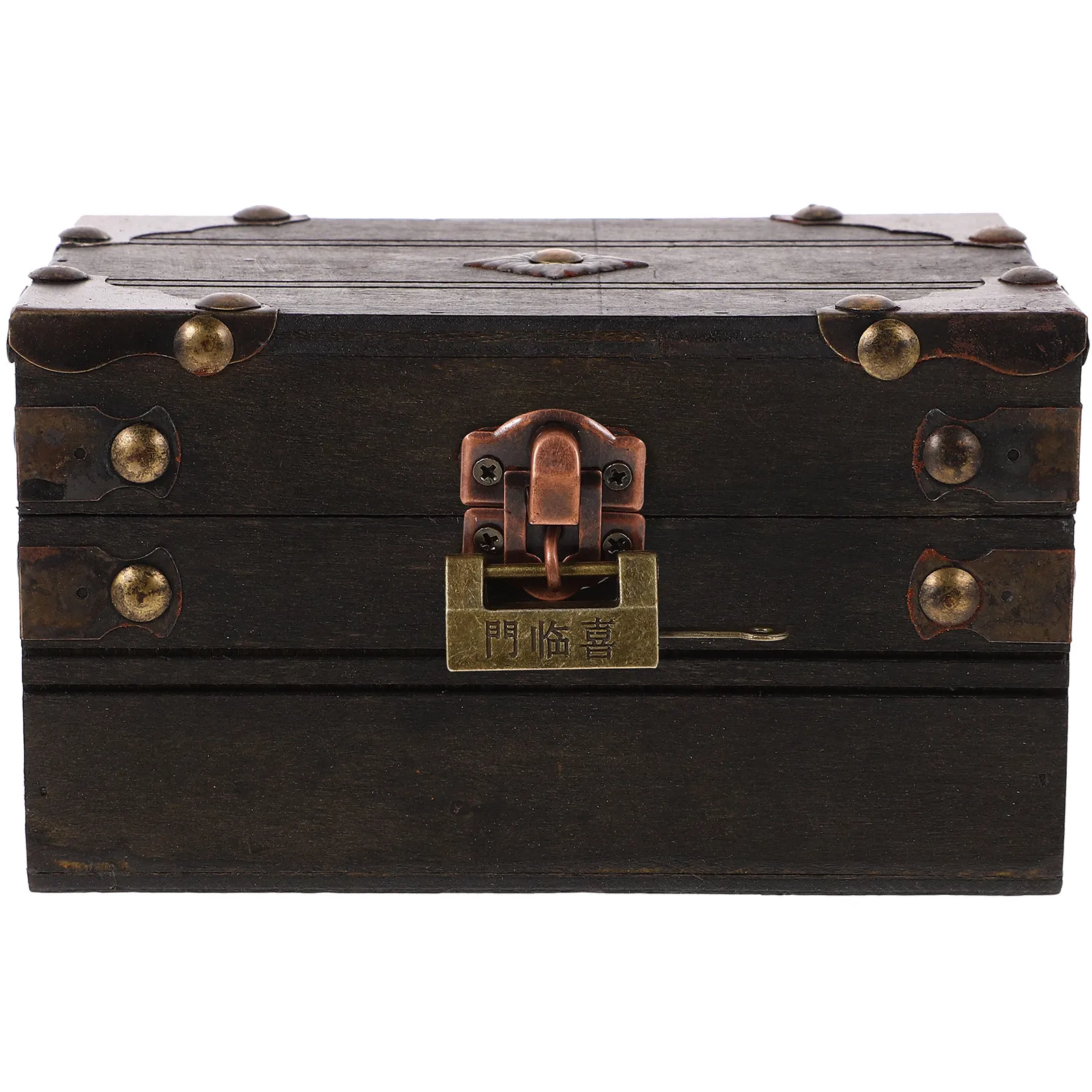 

Vintage Wooden Treasure Chest with Lock Retro Pirate Theme Jewelry Storage Box for Kids Parties Home Decor Trinket