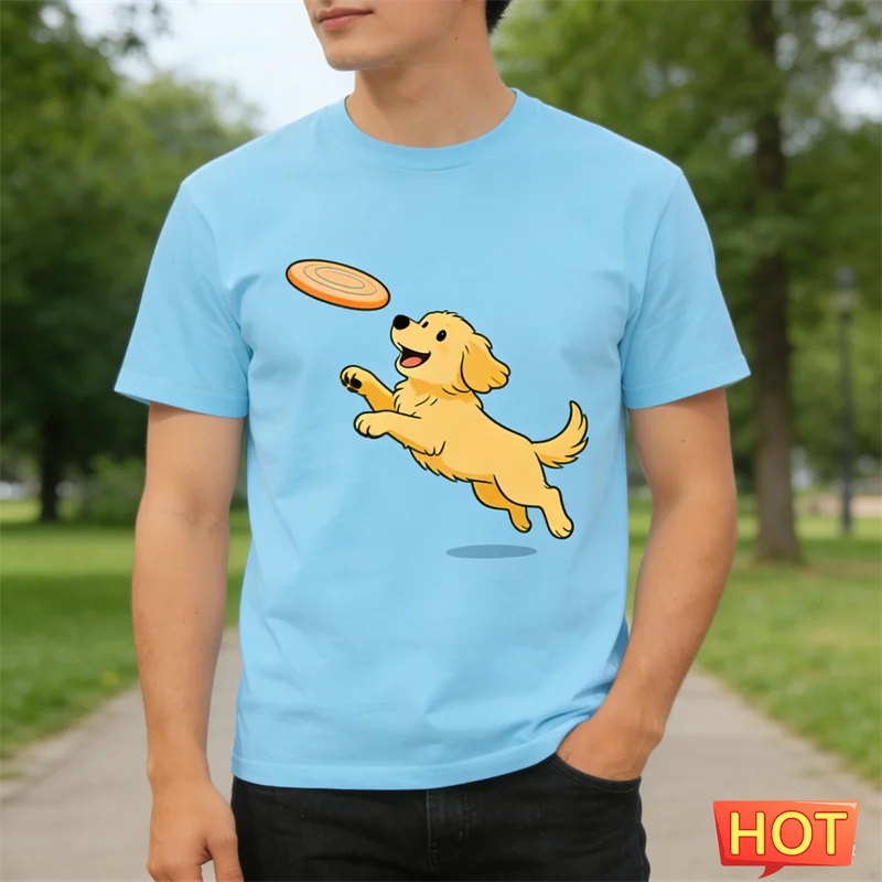 مضحك الذهبي المسترد الجرافيك تي شيرت للرجال الصيف موضة لطيف الكلب ثلاثية الأبعاد مطبوعة تي شيرت فضفاض الشارع الشهير طاقم الرقبة تيز القمم