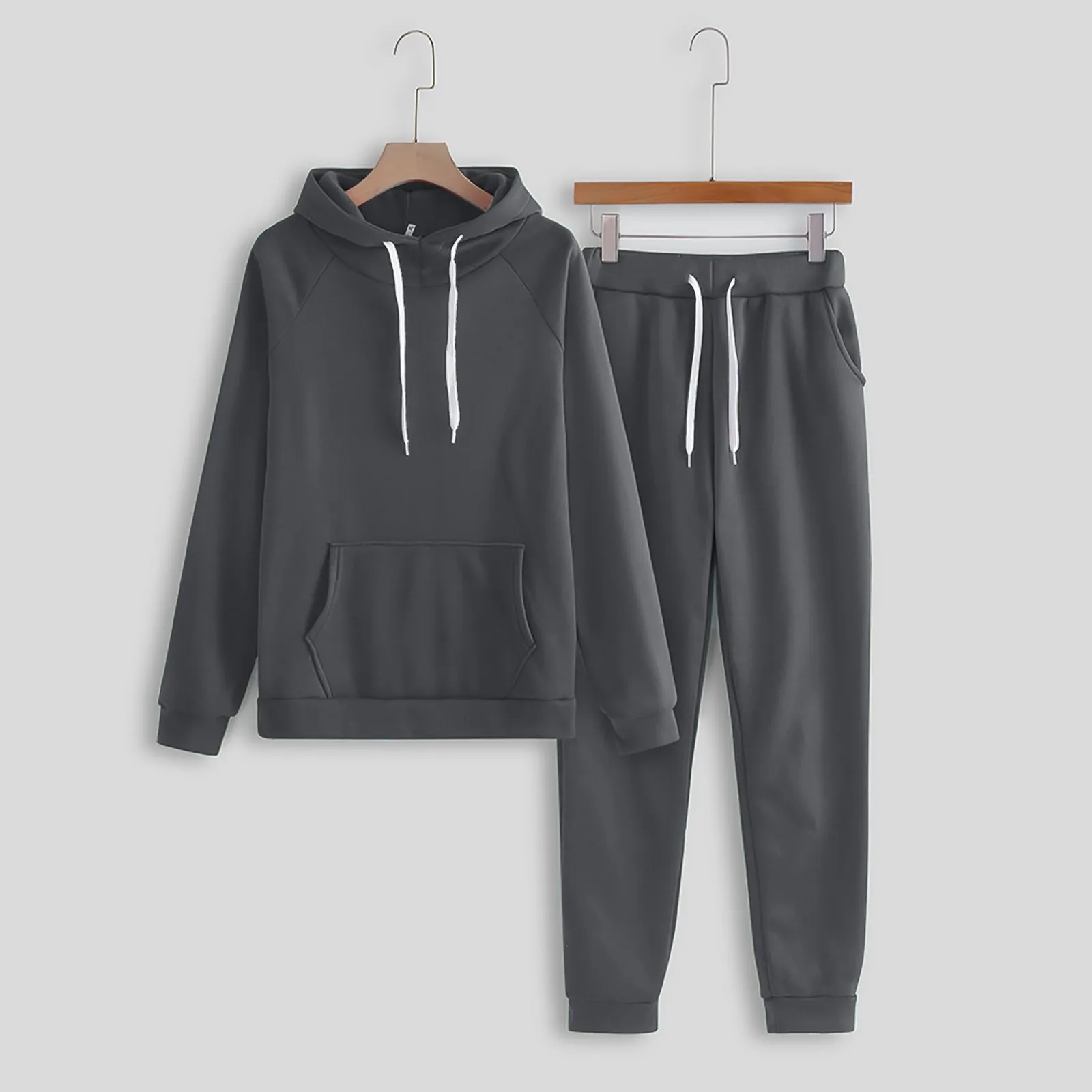 

Women's Sweatshirt Sweatpants Two-Piece Autumn and Winter Women's Solid Colour Fleece Solid Colour Hooded Sports Suit Women