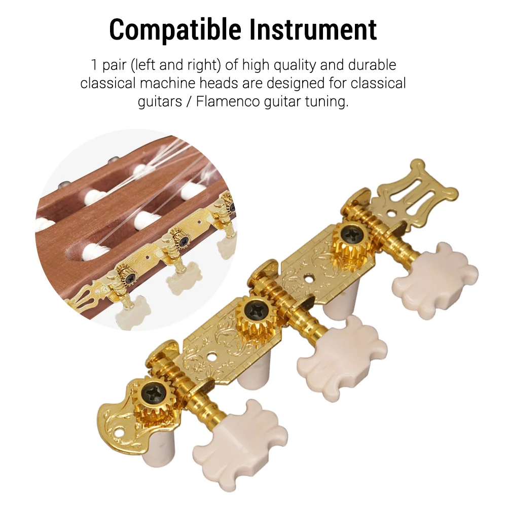 1 Pair Gold Guitar Tuning Pegs Classical Guitar String Tuning Pegs Tuners Machine Heads String Tuner Gold