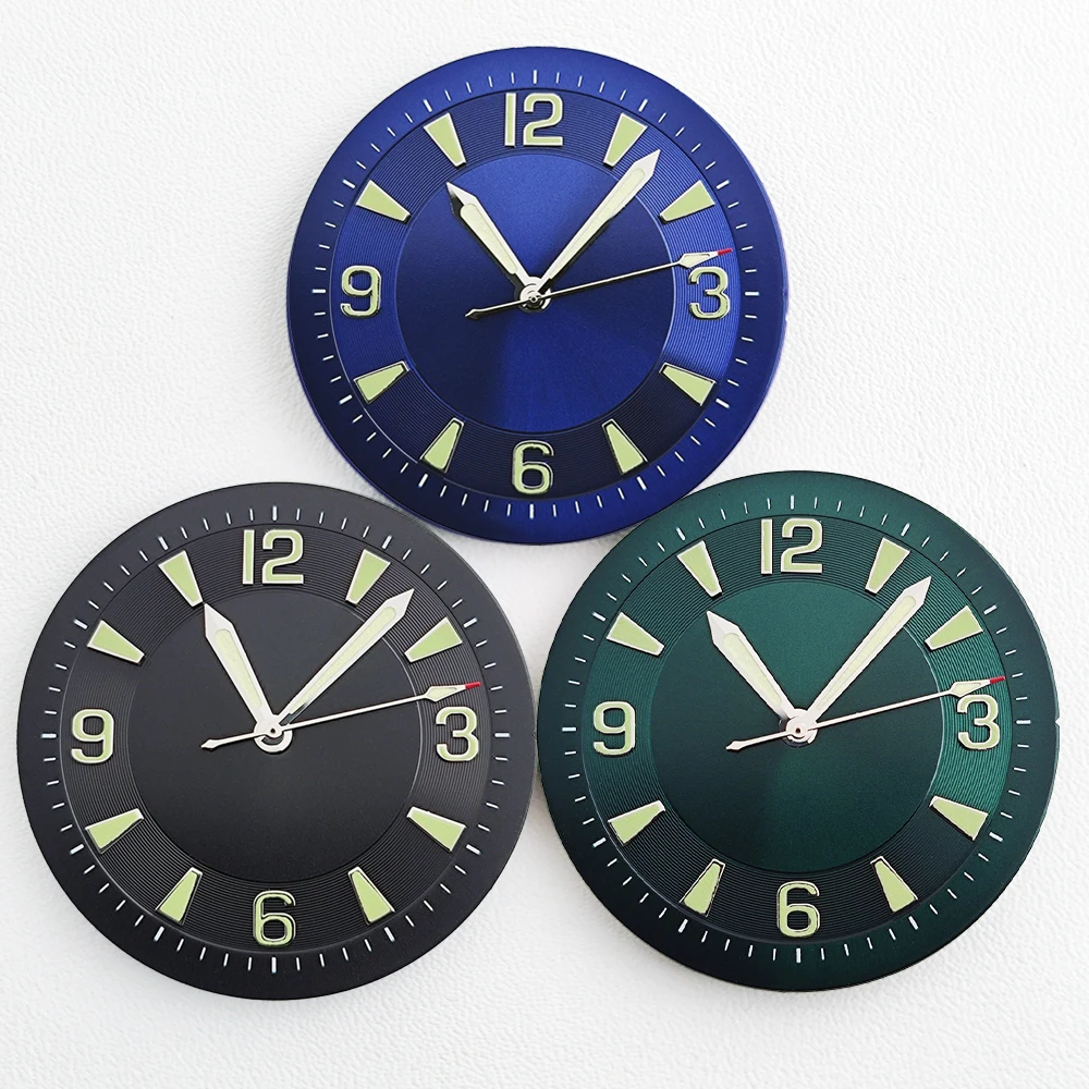 Pilot NH35 33.5mm Watch Dial Dial Add Watch Hands Green Luminous Fit NH35 Automatic Movement Watch DIY Logo Dial Mod Parts
