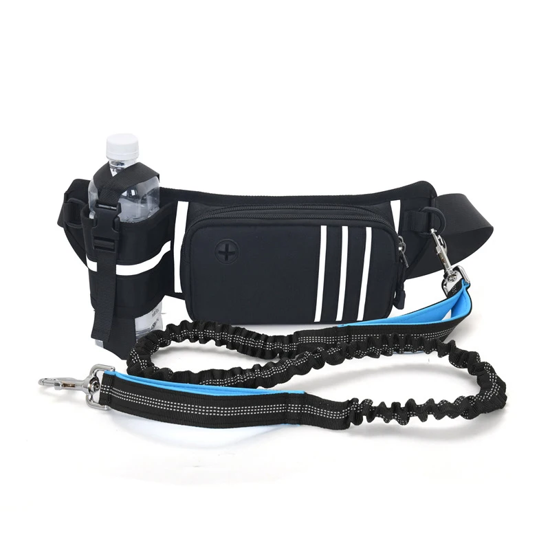 1PC Waterproof Walking Waist Bag Fanny Pack with Hands Free Dog Leash Elastic Belt for Sports Running Jogging